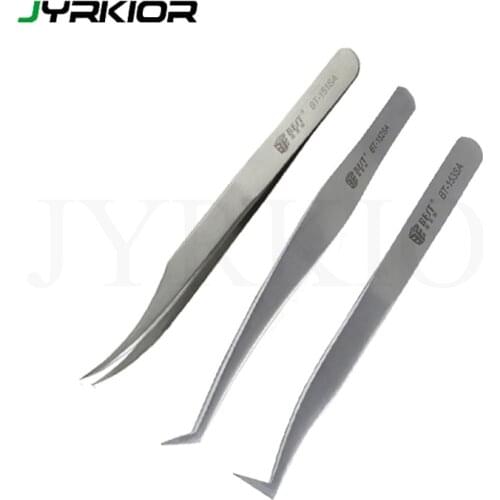 Jyrkior Stainless Steel Curved Tweezer Microelectronics Product Repair Hyperfine High Precision Anti Acid Tweezers Hand Tool