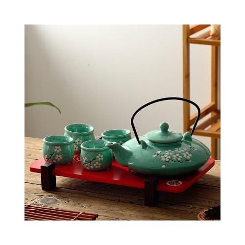 Ceramic Hand-painted Japanese Style Tea Set And Wind Pot Home Living Room Large Beam Kungfu Tea Pot Cups Wedding Gift Teaware