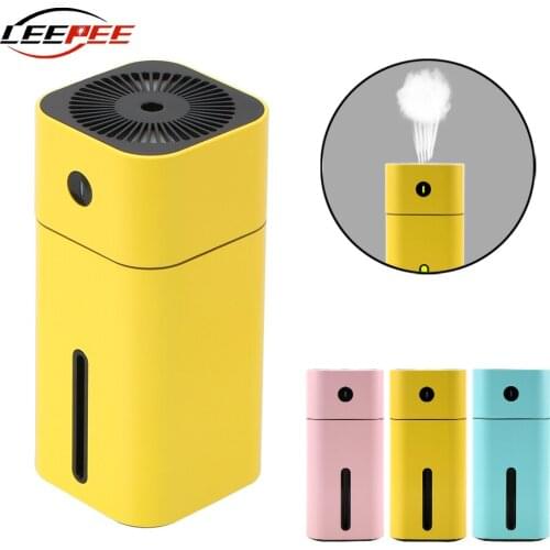 LEEPEE Car Accessories Mini Humidifier Air Purifier Ultrasonic Fresher Auto Aroma Essential Oil Diffuser LED Light Square USB