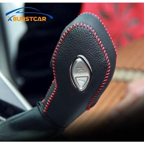AT Leather Car Gear Shift Collars Shift Knob Cover for Ford Kuga Escape 2014-2018 Ecosport 2012-2018 Focus 3 MK3 2012-2017
