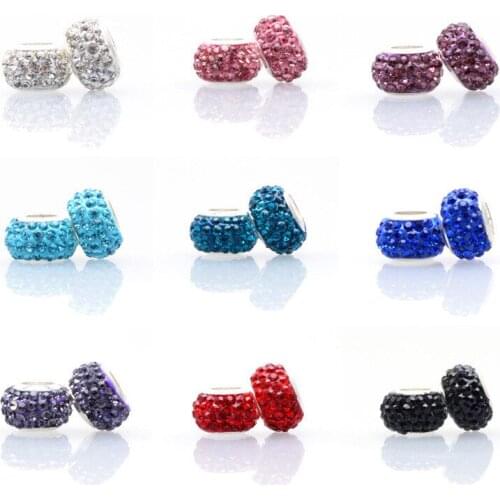 Pandora style DIY soft pottery clay dot Zircon crystal beads