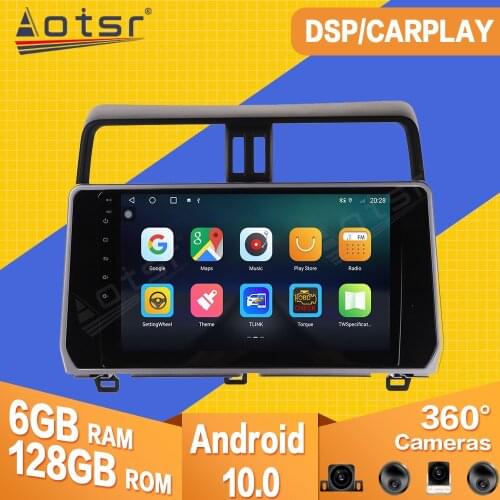 6+128GB For Toyota Prado 2018 2019 Android Car Tape Radio Recorder Video Player Carplay Navigation GPS DSP Multimedia Head Unit