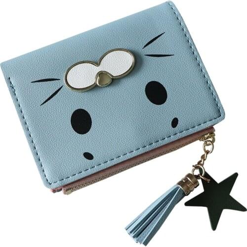 Fashion Leather Women Wallet Tassel Hasp Cute Card Holder Small Wallets Slim Coin Bag Designer New Female PU Short Purse Pink