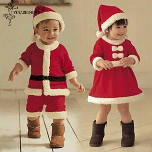 New Year Kids Santa Claus Cosplay Costume Carnival Party Christmas Girls Red Dress Baby Boys Xmas Clothing Set Halloween 0-10T