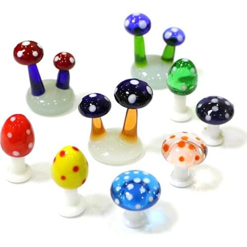 New Mini Cute Mushroom Glass Crafts Fairy Garden Miniature Flowerpot Ornament Decoration Terrarium Figurines Decor DIY Dollhouse