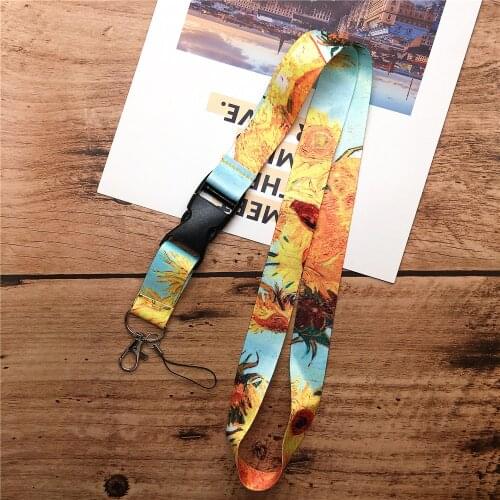 Vintage Oil painting Neck Strap Lanyards for phones ID Card Gym Mobile Phone Straps USB Badge Holder DIY Hang Rope correa cuello