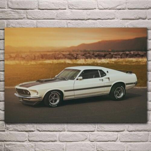 Retro mustang muscle car sport car living room decoration home art decor wood frame fabric poster KJ113