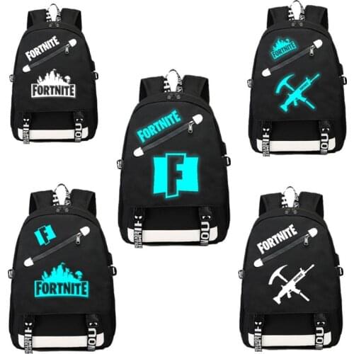 Fortnite Backpack Anime Backpack School Bags for Men Women Luminous Backpack Back To School Stationery USB Charging Canvas Bag