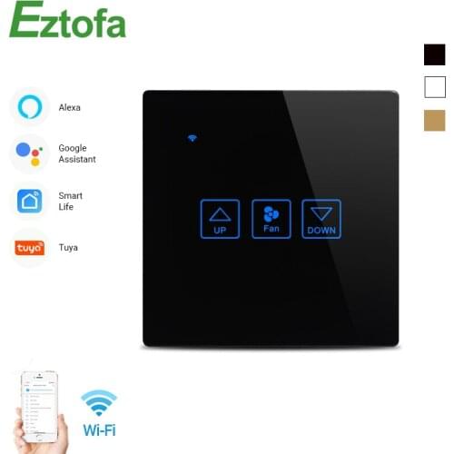 Fan Speed Control Touch Switch Wifi Smart Deluxe Crystal Panel Switch Tuay App Remote Control 90V 250V EU UK Wireless Switch