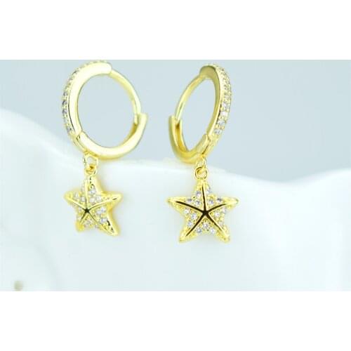 Starfish earrings fashion design island style earrings inlaid zircon starfish earrings jewelry gifts