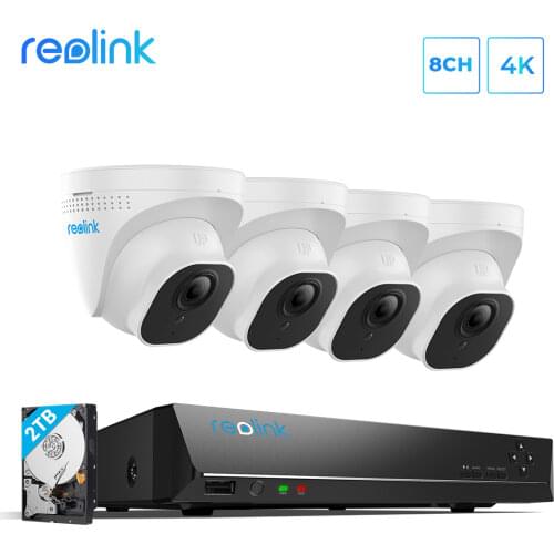 Reolink RLK8-800D4 8MP 4K Ultra HDD Camera System 8ch PoE NVR&4 PoE IP Cameras Outdoor Surveillance Kit