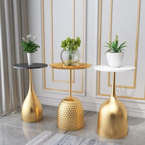Nordic Simple Creative Small Coffee Table Living Room Sofa Round Table Side Table Bedside Marble Corner Table Nano Gold