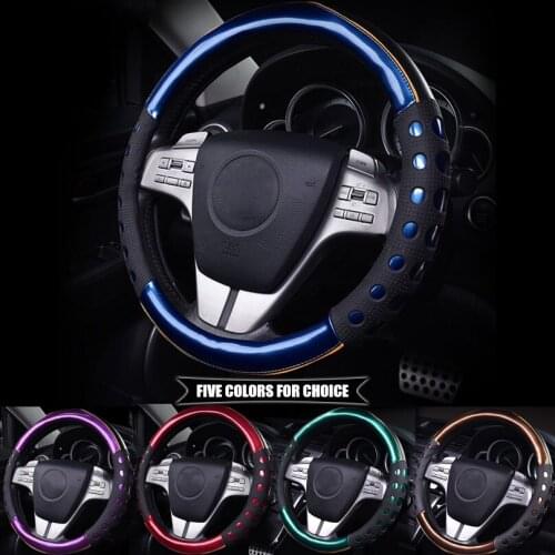 PU Leather Universal Car Steering-wheel Cover 38CM Car-styling Sport Auto Steering Wheel Covers Anti-Slip Automotive Accessories