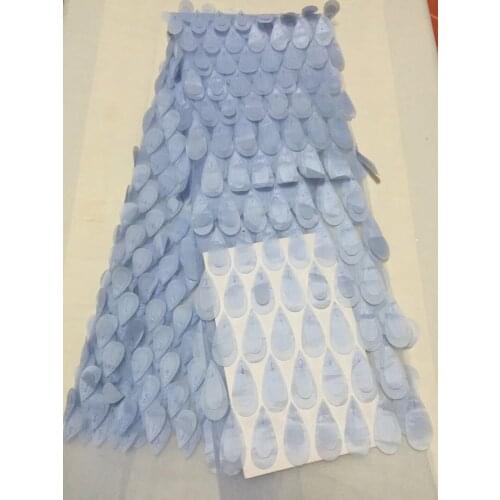 3D Flowers High Quality African Lace Fabric 2021 French Tulle Lace Fabric Appliqued 5 Yards Net Lace For Wedding Dress CD2456