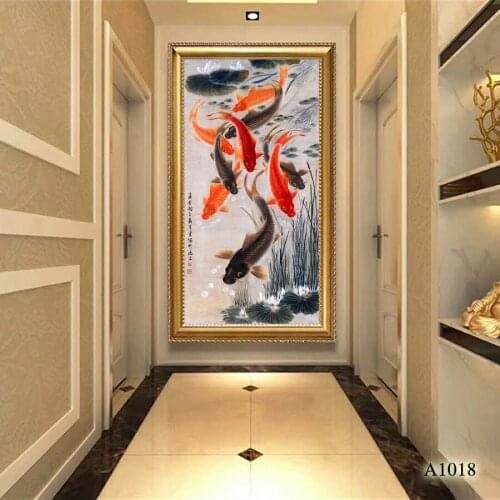 Chinese Lotus Fish Painting HD Prints on Canvas Modern Wall Art Picture Home Decor Living Room Paintings Unframed 60x120cm