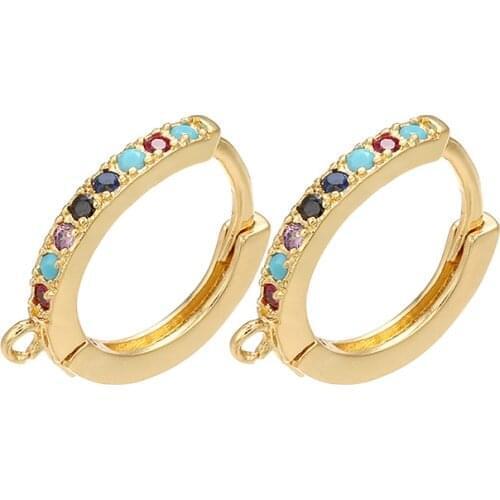 ZHUKOU 14x16mm New fashion candy crystal ear clip brass earring accessories for handmade earrings making accessories model: VE72