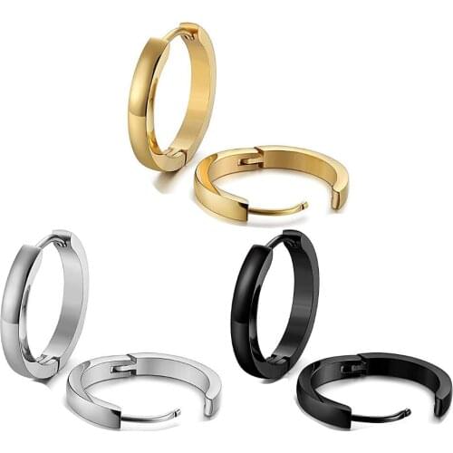 1 Pair Anti-allergic Titanium Steel Earrings Men Small Hoop Circle Round Stud Earrings For Women Ear Ring Fashion Jewelry Gifts