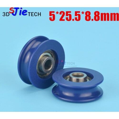 10pcs 5*25.5*8.8mm U Groove steel wire rope hanging wheel POM nylon roller bearing pulley