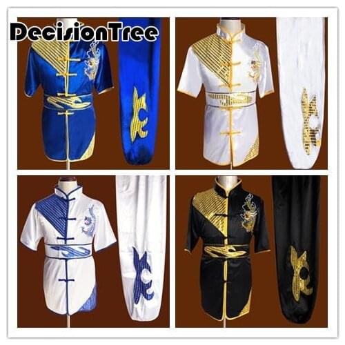 2021 china paillette dragon embroidery kung fu tang suit martial arts traje wushu clothing tai chi shaolin martial arts suit