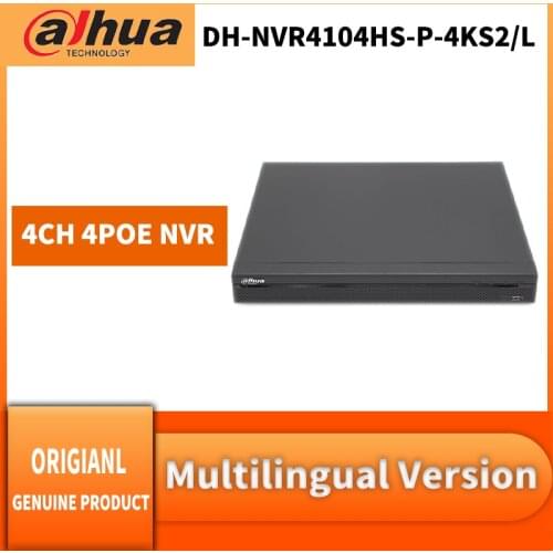 Dahua DH-NVR4104HS-P-4KS2/L 4Channel Compact 1U 1HDD 4PoE 4K & H.265 Lite Network Vdieo Recorder