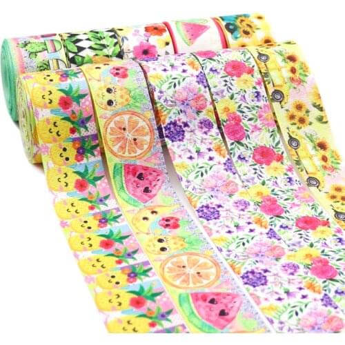 5 Yards 1.5'' 38MM Flower FruitPrinted Ribbon For Hair Bows DIY Crafts Handmade Accessories Y2021060201