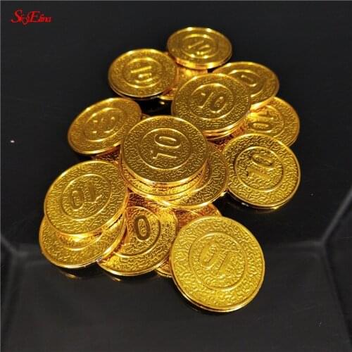 50/100Pcs poker casino chips bitcoin Gold Coins model bitcoin gold plating Plastic Pirate Game currency Toy coins 6z