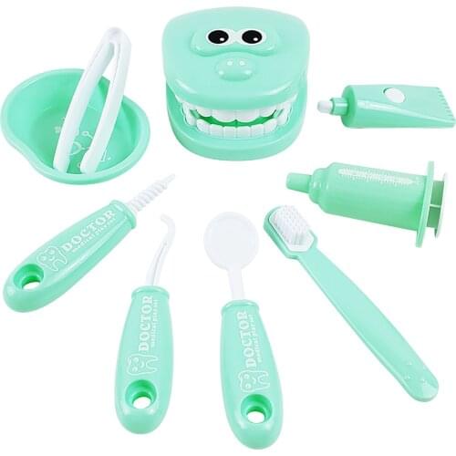 9Pcs/set Kids Pretend Play Toy Dentist Check Teeth Model For Doctors Role Play Simulation Learing Toys For Children Girl Boy