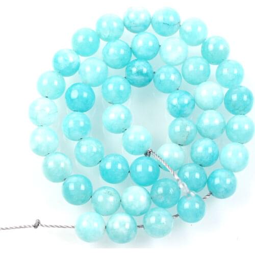 Natural Stone Beads Water Blue Marble Loose Beads for Jewelry Making Needlework DIY Bracelet Strand 4-12 MM