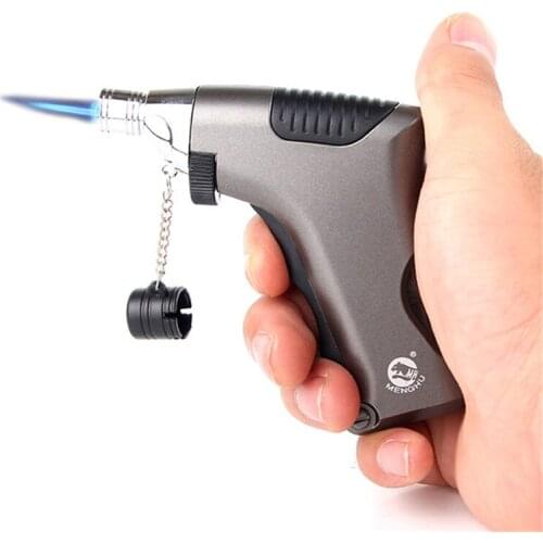 Butane Jet Lighter Cigar Torch Turbo Lighter Fire Windproof Spray Gun Metal 1300 C NO GAS Cigarette Accessories