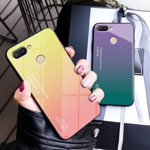 For Xiaomi Redmi 6 Case Fashion Hard Toughened glass Gradient Protective Back Cover case For xiaomi redmi 6A phone shell