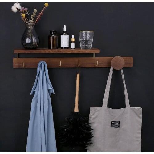 Wood Brass Hook Door Hanger Wall Hat Rack Porch Hook Bathroom Towel Storage Organizer Kitchen Tools Holder