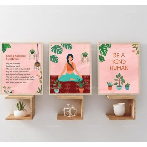 Hot Selling Canvas Woman Meditation Printable Art Set-Yoga Poster-Gift for Mom