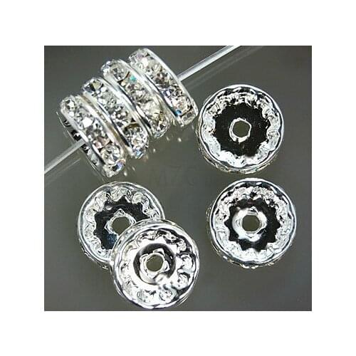 Hjh3p 12mm Free Shipping+Gift White Rhinestone Rondelle Spacer, EW DIY beads Jewelry findings Wholesale