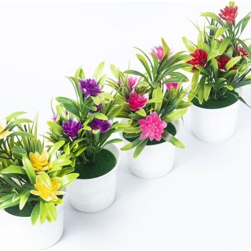 Artificial Potted Simulation Small Lotus Flowers Fake PU Water Lily DIY Home Garden Table Decoration Lotus Plant Gifts