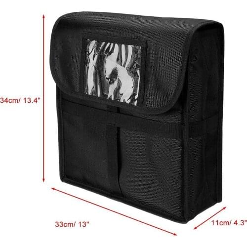 Insulated Pizza Delivery Bag, Oxford Cloth Aluminium Foil Moisture Free Large Food Delivery Bag Black
