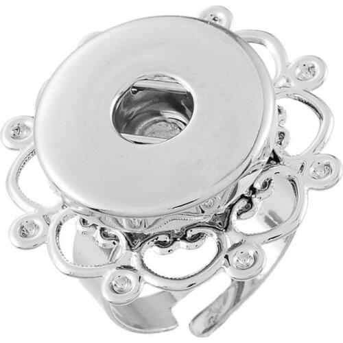 JZ0004 Fashion Silver color/Golden Adjustable metal snap rings fit 18MM snap buttons jewelry JZ0004