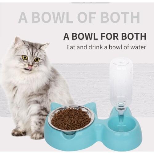 Pet Supplies Dog Bowl Automatic Drinking Water Feeder Stainless Steel Double Bowl Storage Not Wet Mouth Cat Ear Cute Capacity