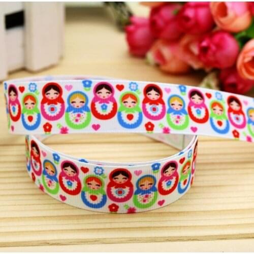 DHK 7/8'' 5yards russian doll printed grosgrain ribbon headwear hair bow diy party decoration OEM Wholesale 22mm C899