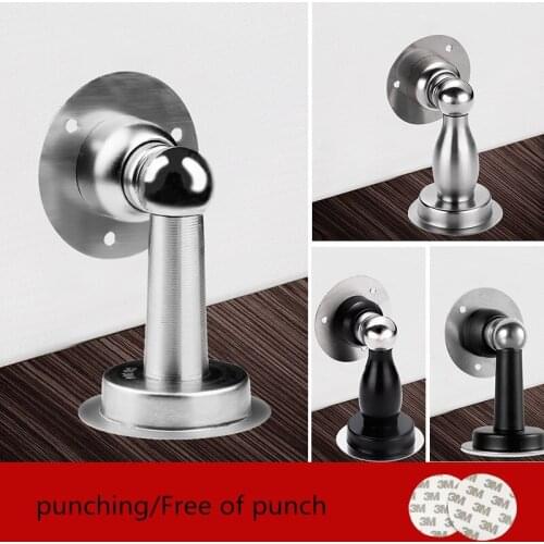 Stainless Steel Magnetic Door Stopper Sticker Hidden Door Holders Catch Floor Wall Mounted Nail-free Doorstop Door Hardware