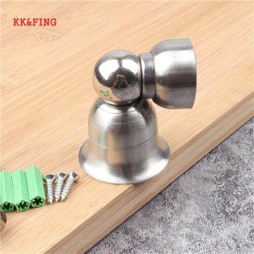 KK&FING 7.5CM Magnetic Door Stops Stainless Steel Door Stopper Home Bathroom Bedroom Toilet Floor Hardware Fitting With Screws