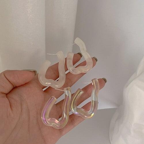 FFLACELL Korea Fashionable Simple Niche Design Transparent Symphony Resin Stud Earrings for Women Girls Jewelry Gifts Wholesale