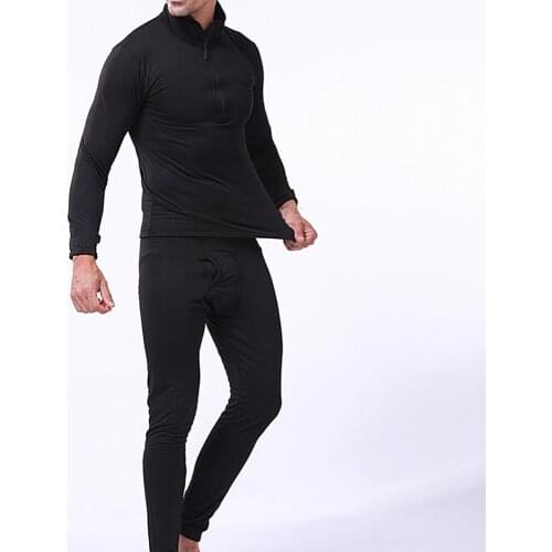 Fashion New Men Winter Long Sleeve Zipper Top Pants Skinny Skin-friendly Thermal Underwear Set Warm Outfit for Sports