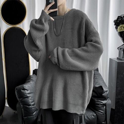 Winter New Woman Warm Oversize Mens Casual Solid Color Sweaters 2021 Sweater Korean Streetwear Pullovers Sweater
