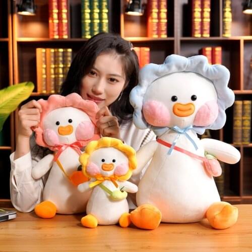 23-45cm Soft Cute Cartoon Duck With Hat Bag Plush Toys Stuffed Lovely Animals Pillow Doll For Girls Kids Friends Birthday Gifts