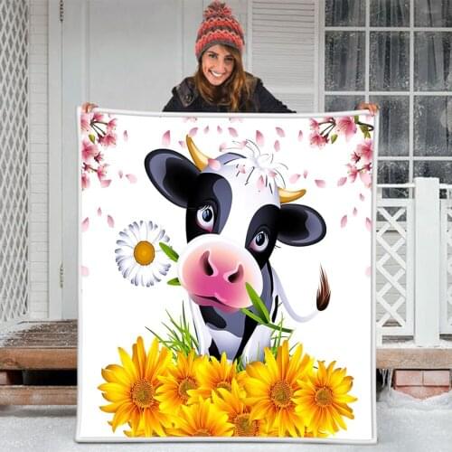 Holstein Friesian Cattle Lion Dolphin Flamingo Soft Throw Plush Sherpa Fleece Blanket