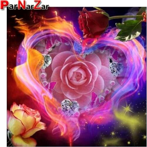 ParNarZar Pink Rose Diamond Painting Full Round Drill Kits for Adults Pasted Embroidery Cross Stitch Arts Craft Home Wall Decor
