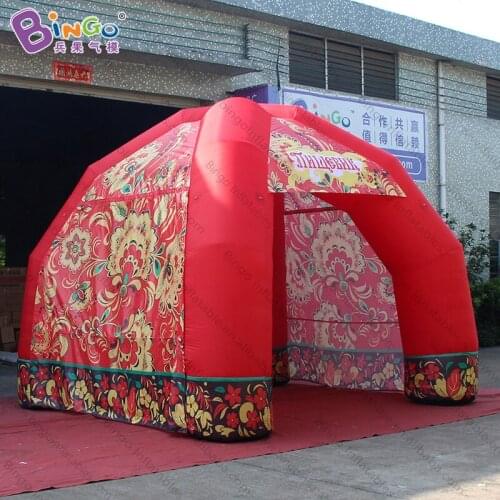 Customized 4X4X3.1 meters 4 legs type inflatable tent digital print red color inflatable marquee toy tents