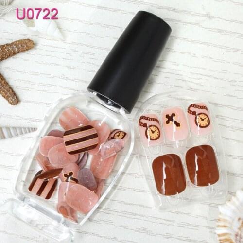 FOREVERJASMINE Nail Polish Tips Brown Strip Nails Self-Adhesive Fake Finger Nails False Full Cover Artifical French Manicure