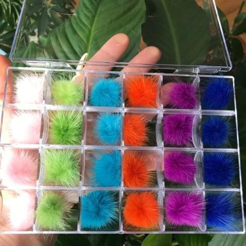 24Pcs/Box Dropship New 2021 Fluffy Magnetic Nail Balls Pom Pom Charm 24 PC Magnetic Nail Pom Poms Box, Colorfull Nail Pom Poms