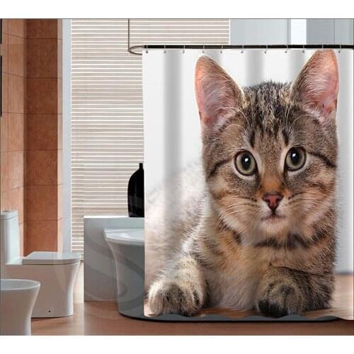 New Arrive Drop Shipping Lovely cat Tiger Custom Shower Curtain Bath Curtain Waterproof MORE SIZE SQ0419-ZHH-07